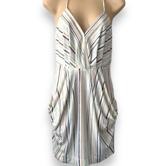NEW BCBG Generation striped v neck plunge drape dress small - Picture 1 of 8